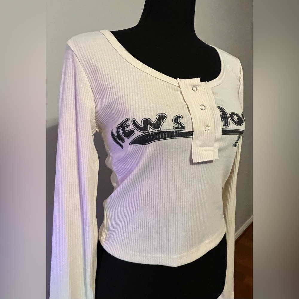 NWOT Ribbed Cream Top - S